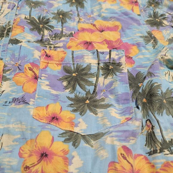 VTG Deus Ex Machina Motorcycles & Surfboards Floral Shirt Hawaiian Aloha Large - Picture 9 of 10